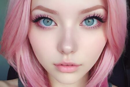 AI girl with pink hair wallpaper