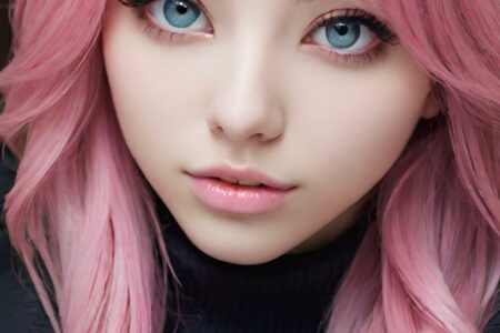 AI girl with pink hair wallpaper