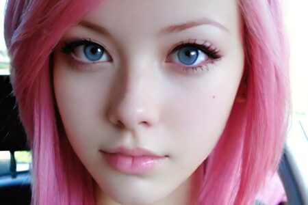 AI girl with pink hair wallpaper