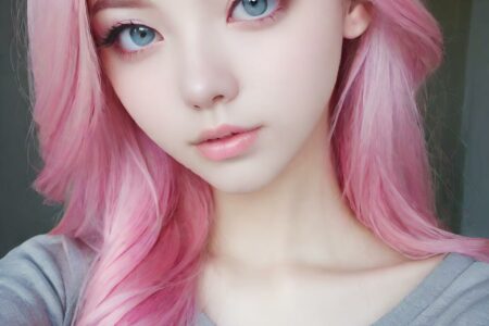 AI girl with pink hair wallpaper