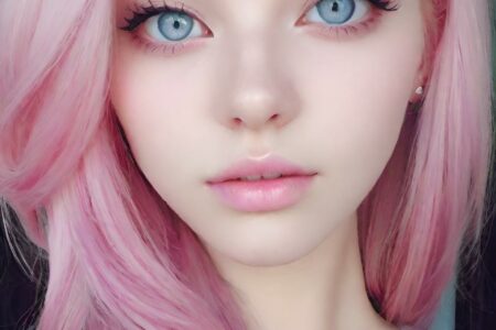 AI girl with pink hair wallpaper