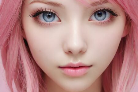 AI girl with pink hair wallpaper