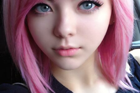 AI girl with pink hair wallpaper