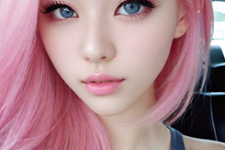 AI girl with pink hair wallpaper