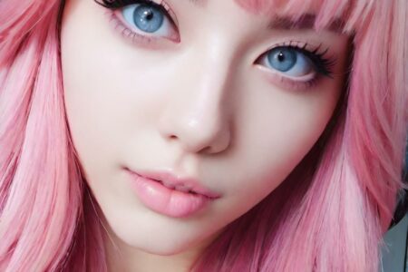 AI girl with pink hair wallpaper