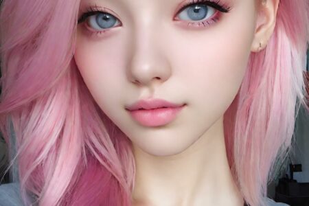 AI girl with pink hair wallpaper