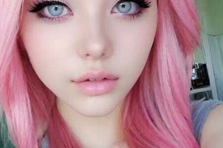 AI girl with pink hair wallpaper