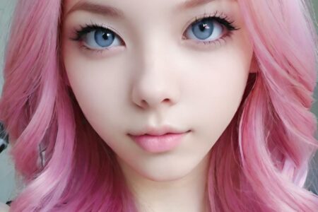 AI girl with pink hair wallpaper