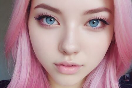 AI girl with pink hair wallpaper