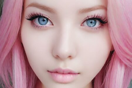 AI girl with pink hair wallpaper