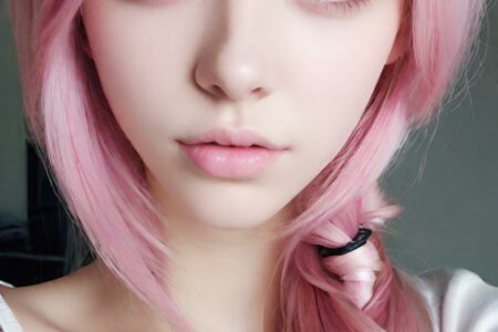 AI girl with pink hair wallpaper