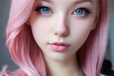 AI girl with pink hair wallpaper
