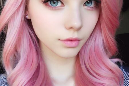 AI girl with pink hair wallpaper