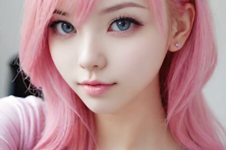 AI girl with pink hair wallpaper