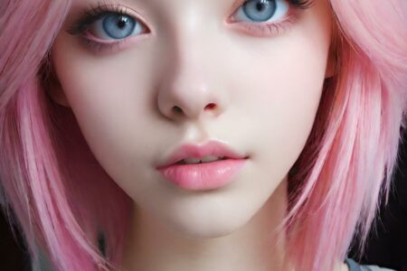 AI girl with pink hair wallpaper