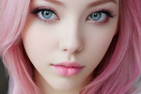 AI girl with pink hair wallpaper