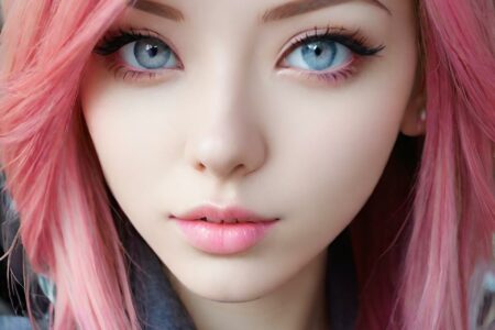 AI girl with pink hair wallpaper