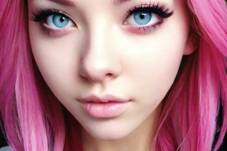 AI girl with pink hair wallpaper