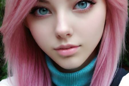 AI girl with pink hair wallpaper