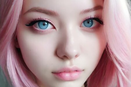 AI girl with pink hair wallpaper