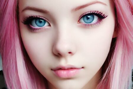 AI girl with pink hair wallpaper