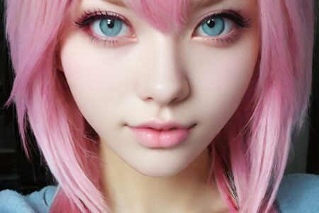AI girl with pink hair wallpaper