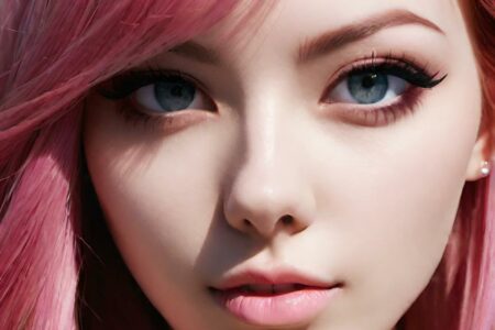 AI girl with pink hair wallpaper