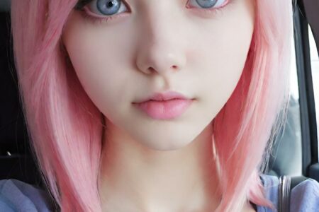 AI girl with pink hair wallpaper