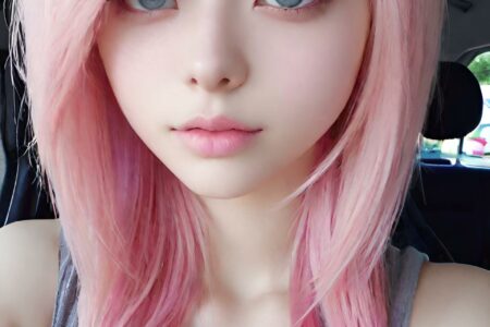AI girl with pink hair wallpaper