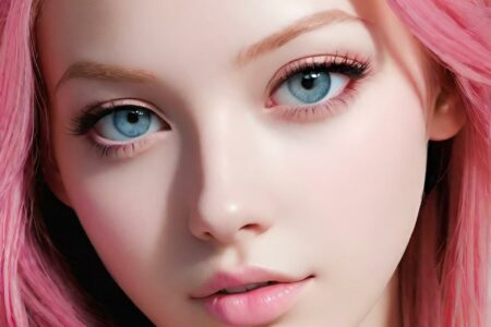 AI girl with pink hair wallpaper