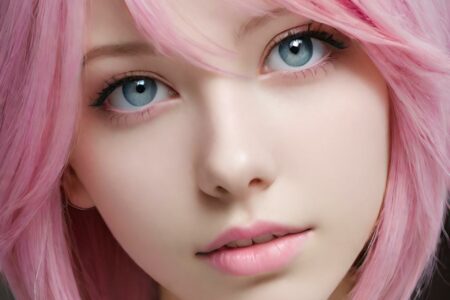AI girl with pink hair wallpaper