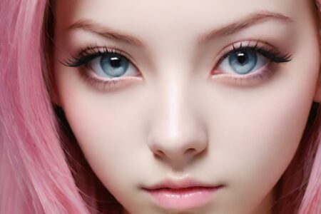 AI girl with pink hair wallpaper