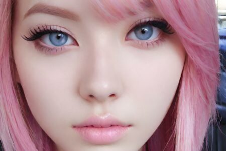 AI girl with pink hair wallpaper
