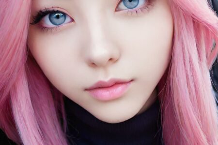 AI girl with pink hair wallpaper