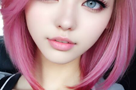 AI girl with pink hair wallpaper