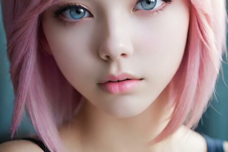 AI girl with pink hair wallpaper