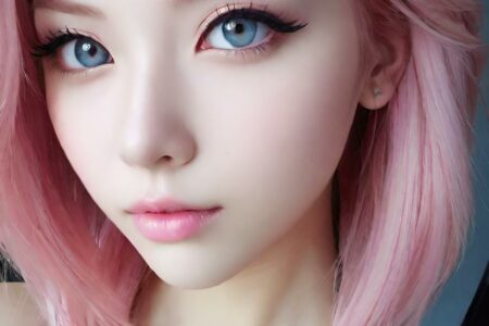 AI girl with pink hair wallpaper