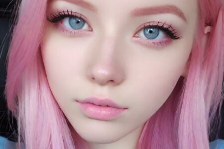 AI girl with pink hair wallpaper