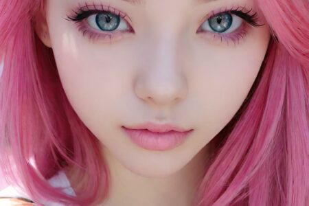 AI girl with pink hair wallpaper