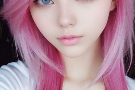 AI girl with pink hair wallpaper