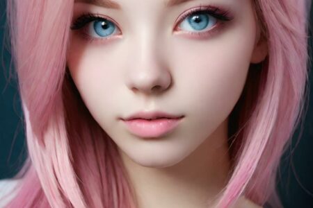 AI girl with pink hair wallpaper