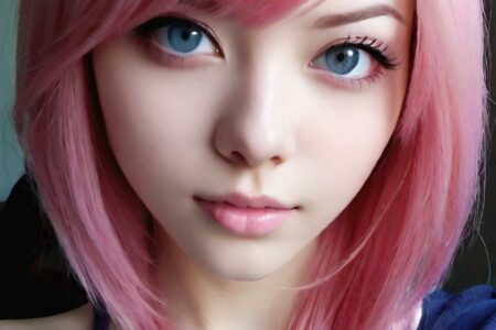 AI girl with pink hair wallpaper