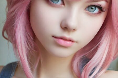 AI girl with pink hair wallpaper