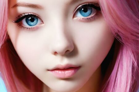 AI girl with pink hair wallpaper
