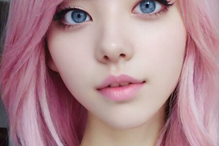 AI girl with pink hair wallpaper