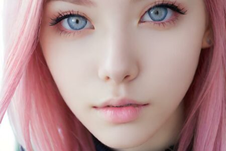 AI girl with pink hair wallpaper