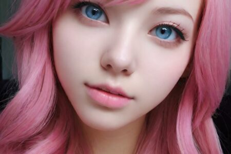 AI girl with pink hair wallpaper