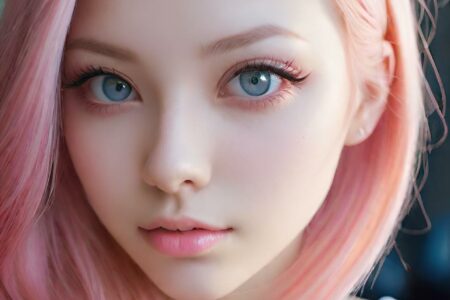 AI girl with pink hair wallpaper