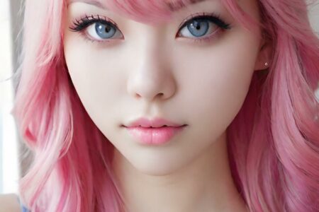 AI girl with pink hair wallpaper