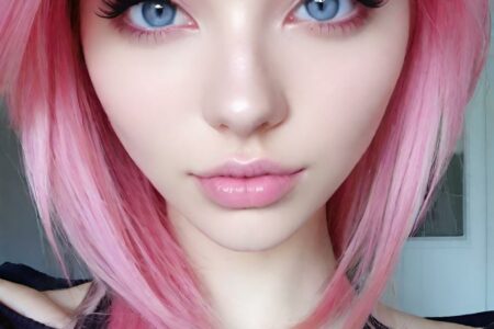 AI girl with pink hair wallpaper